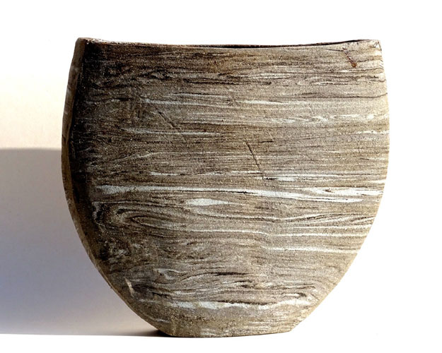 Edle Vase -Kunstwerk- aus marmorietem Steinzeug, unglasiert des Künstlers Jürgen Wulf aus Hamburg