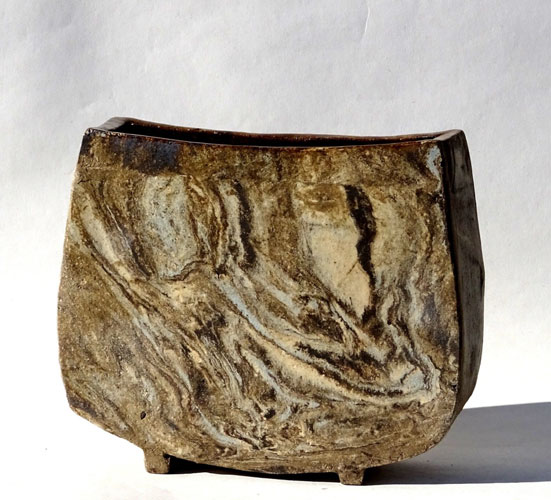 Edle Vase -Kunstwerk- aus marmorietem Steinzeug, unglasiert des Künstlers Jürgen Wulf aus Hamburg