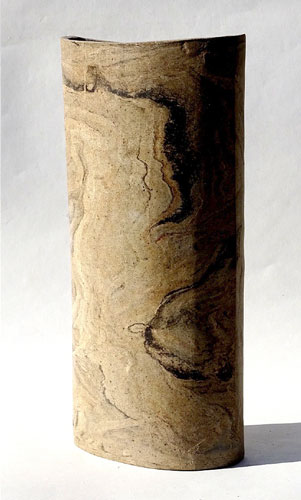 Edle, schlange Vase -Kunstwerk- aus marmorietem Steinzeug, unglasiert des Künstlers Jürgen Wulf aus Hamburg