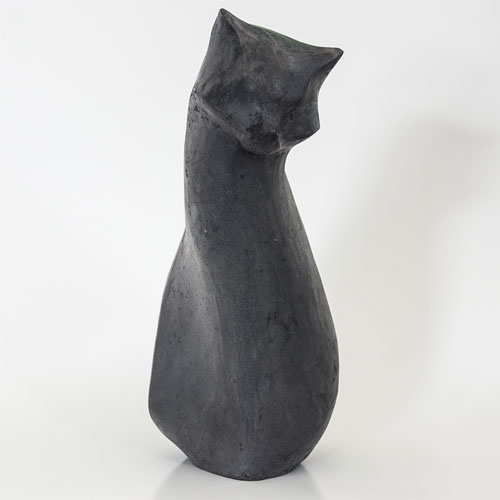 Edle Katzen-Skulptur - Kunstwerk - Kunstobjekt aus Raku des Künstlers Jürgen Wulf aus Hamburg