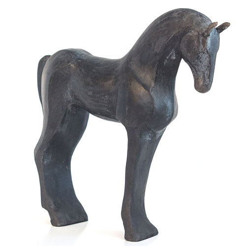 Elegantes stehendes Pferde-Skulptur aus Raku - Kunstobjekt des Künstlers Jürgen Wulf aus Hamburg