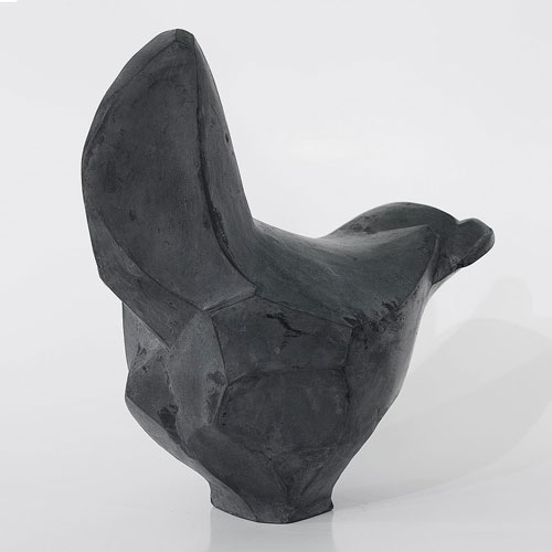Hühner-Skulptur aus Raku - Kunstwerk - Kunstobjekt aus Raku des Künstlers Jürgen Wulf aus Hamburg